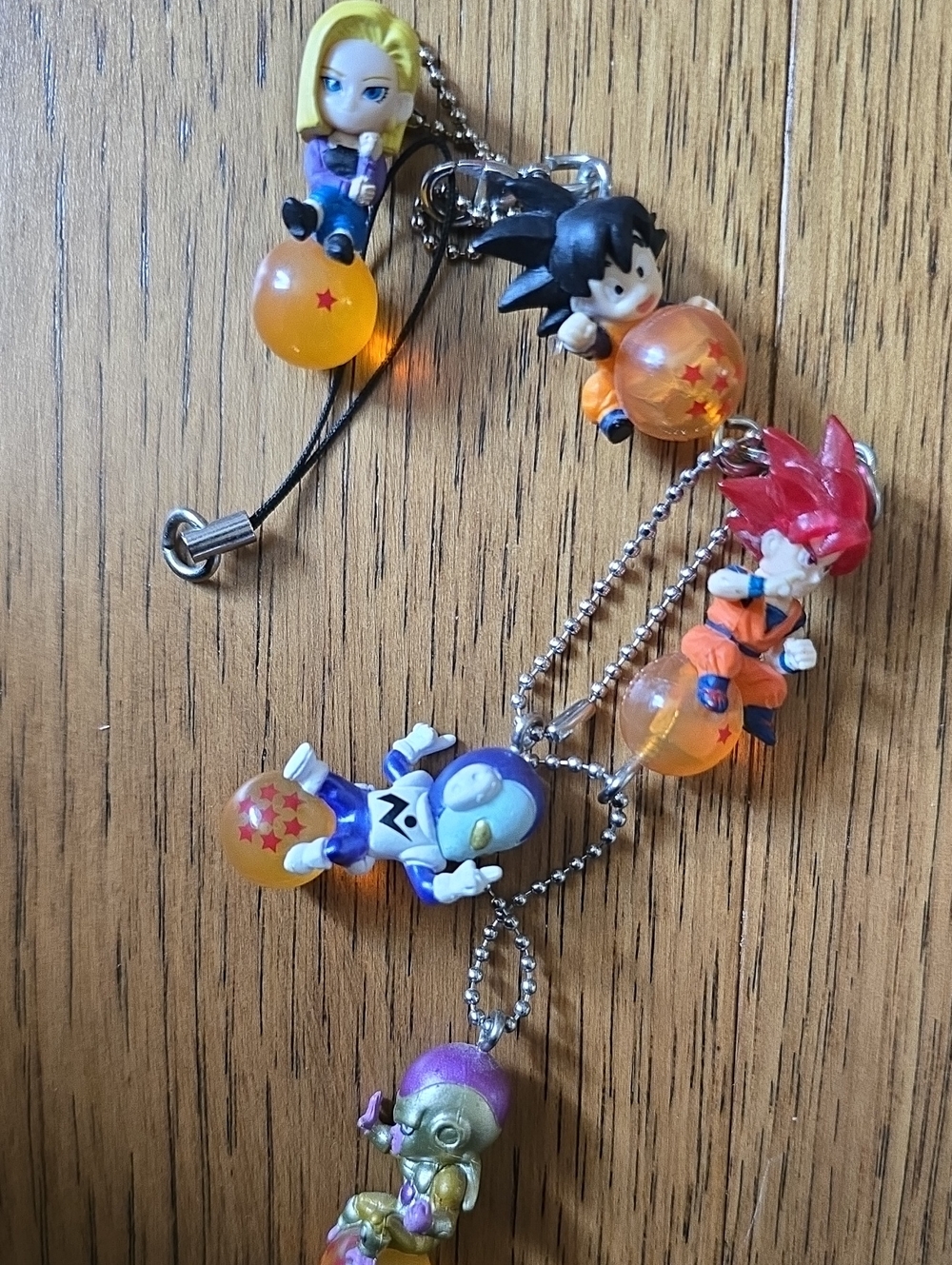 Kids Orange Dragon Ball Character Keychain Set